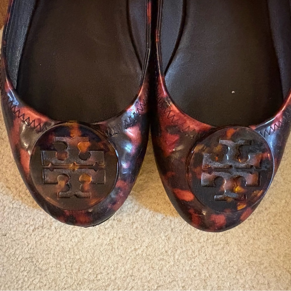TORY BURCH Reva Tortoise Shell Ballet Flats size 7.5 - Picture 3 of 11